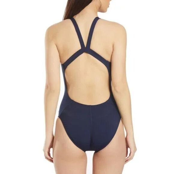 Nike HydraStrong Solid Fastback One Piece Swimsuit Navy Size 14 - Picture 1 of 7